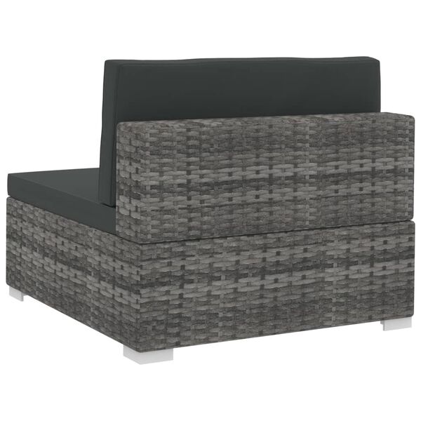 vidaXL 4 Piece Garden Sofa Set with Cushions Poly Rattan Grey