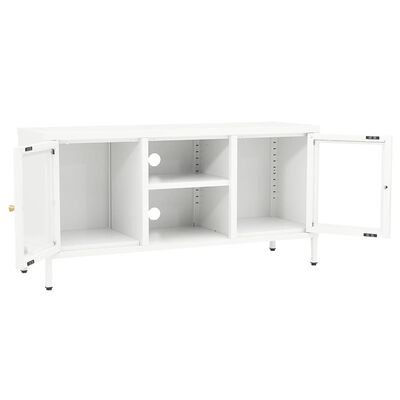 vidaXL TV Cabinet White 105x35x52 cm Steel and Glass