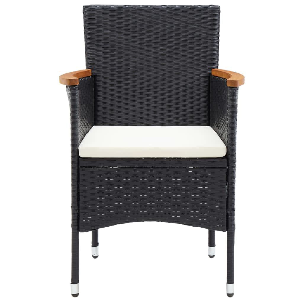 vidaXL 7 Piece Garden Dining Set with Cushions Poly Rattan Black