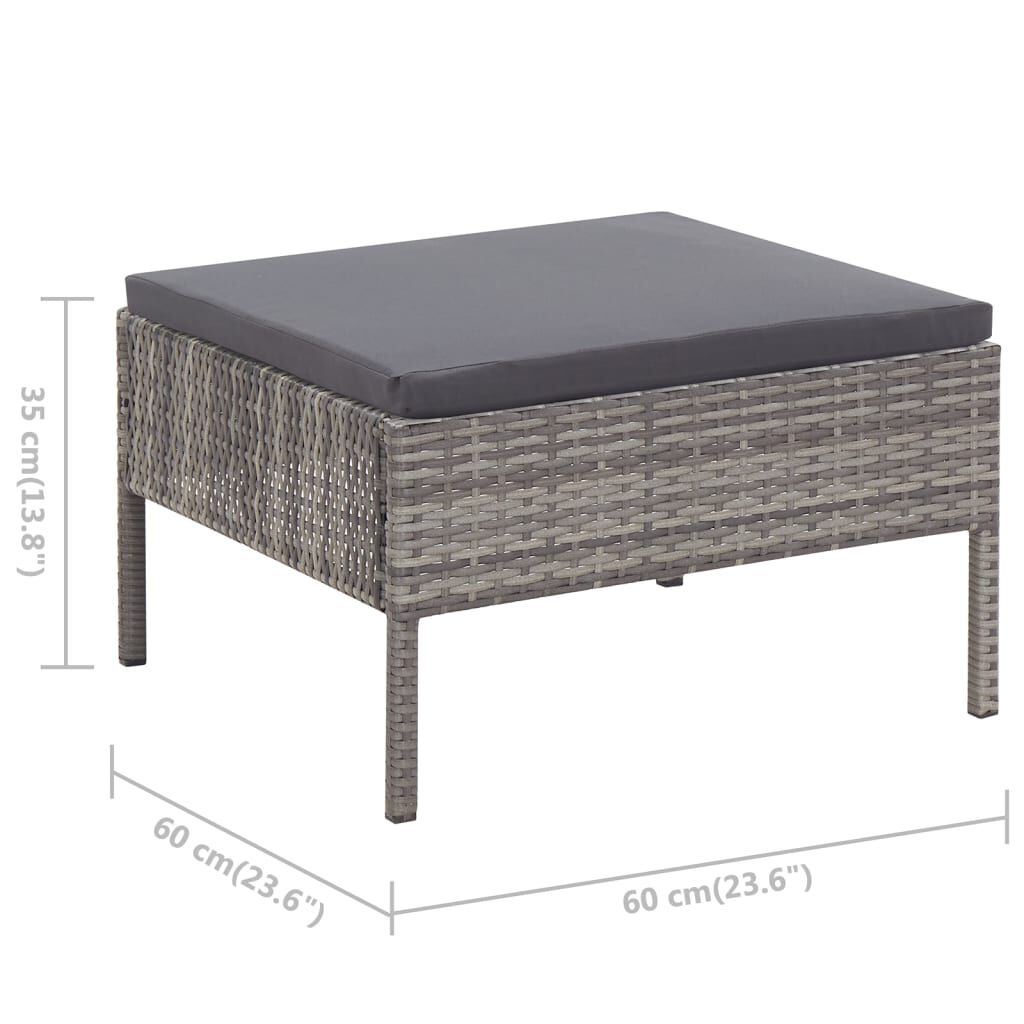 3 Piece Garden Lounge Set with Cushions Poly Rattan Grey