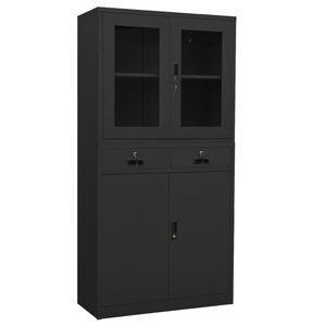 vidaXL Office Cabinet Anthracite 90x40x180 cm Steel and Tempered Glass