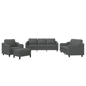 vidaXL 4 Piece Sofa Set with Cushions Dark Grey Fabric
