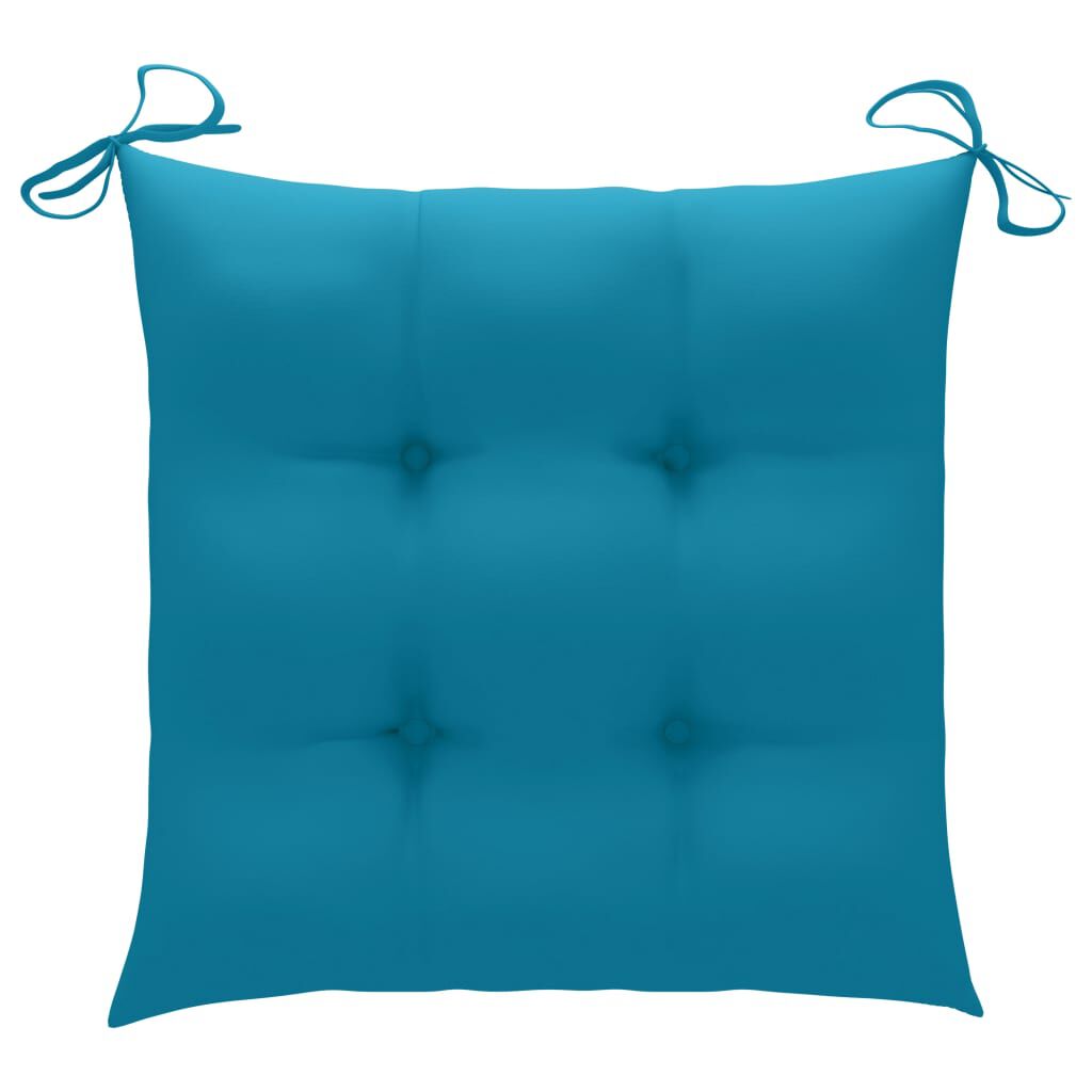 vidaXL Garden Chairs with Light Blue Cushions 2 pcs Solid Teak Wood