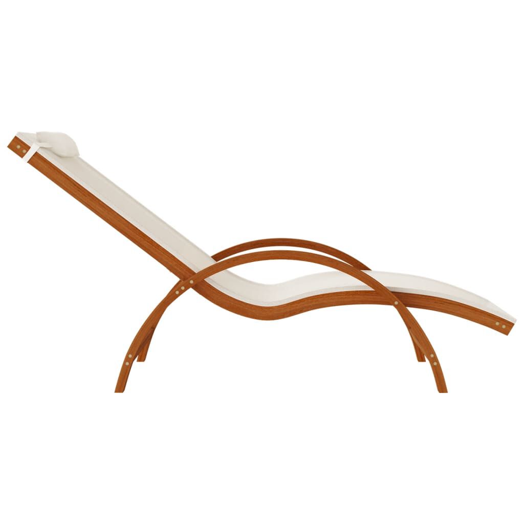 vidaXL Sun Lounger with Pillow White Textilene and Solid Wood Poplar