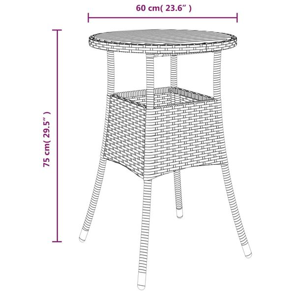 vidaXL Garden Table Ø60x75 cm Acacia Wood and Poly Rattan Grey