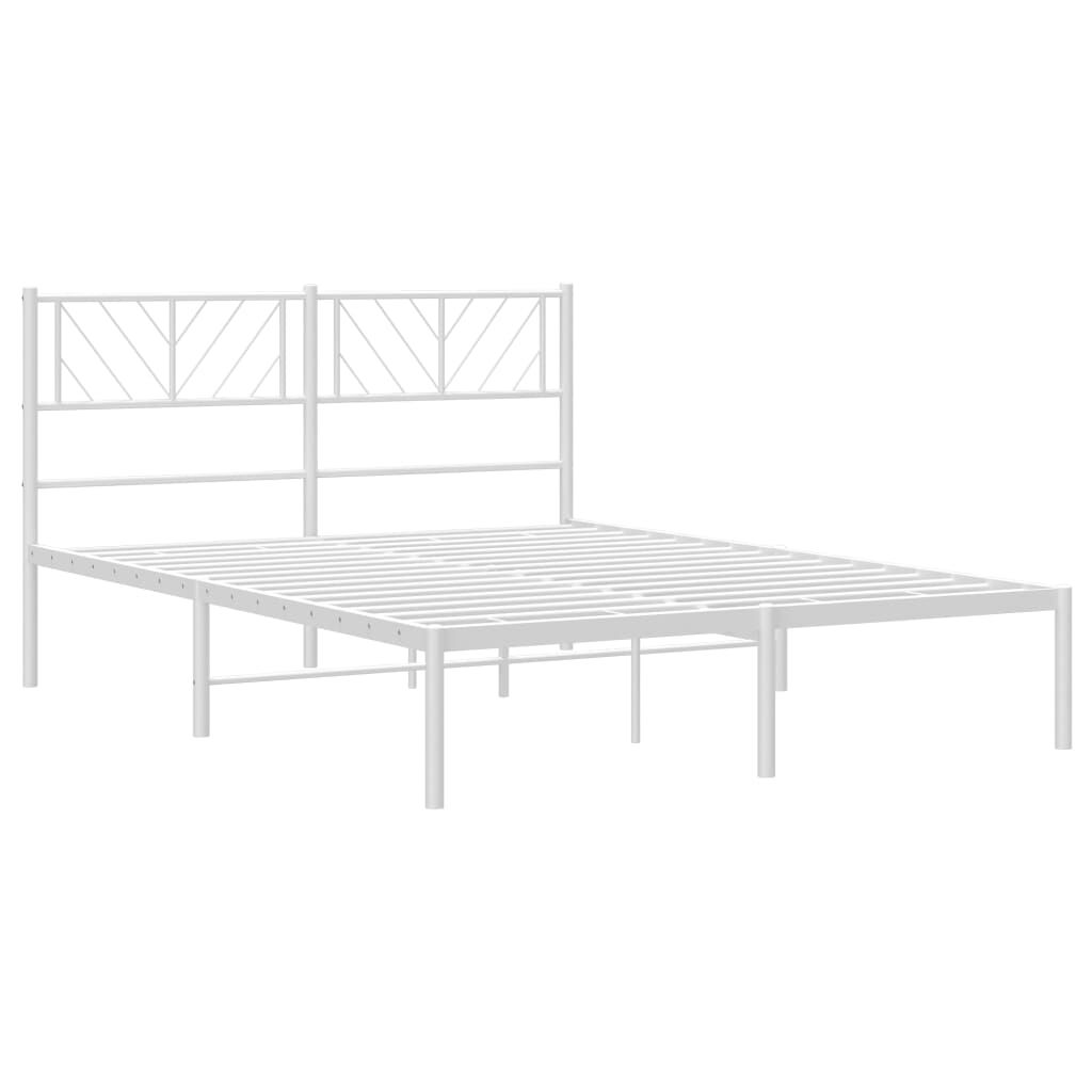 vidaXL Metal Bed Frame without Mattress with Headboard White 135x190cm