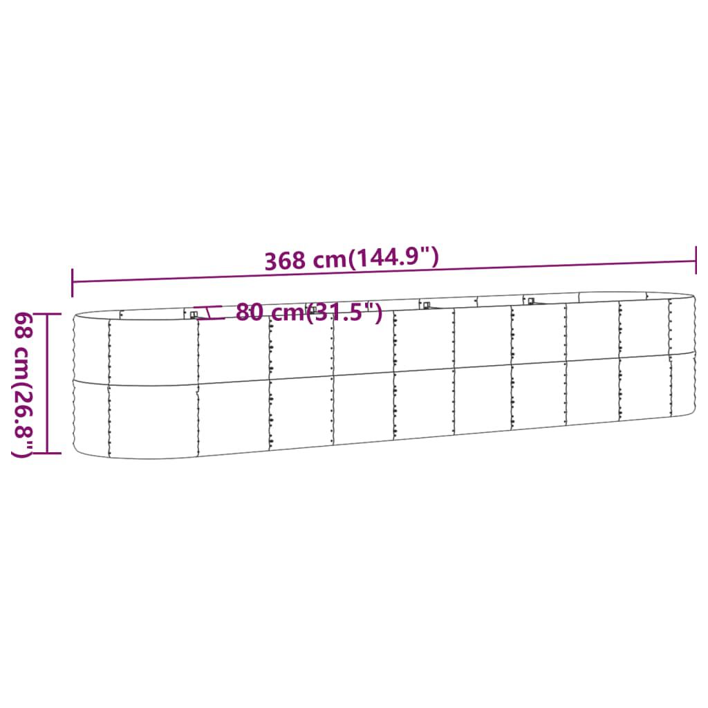 vidaXL Garden Raised Bed Powder-coated Steel 368x80x68 cm Grey
