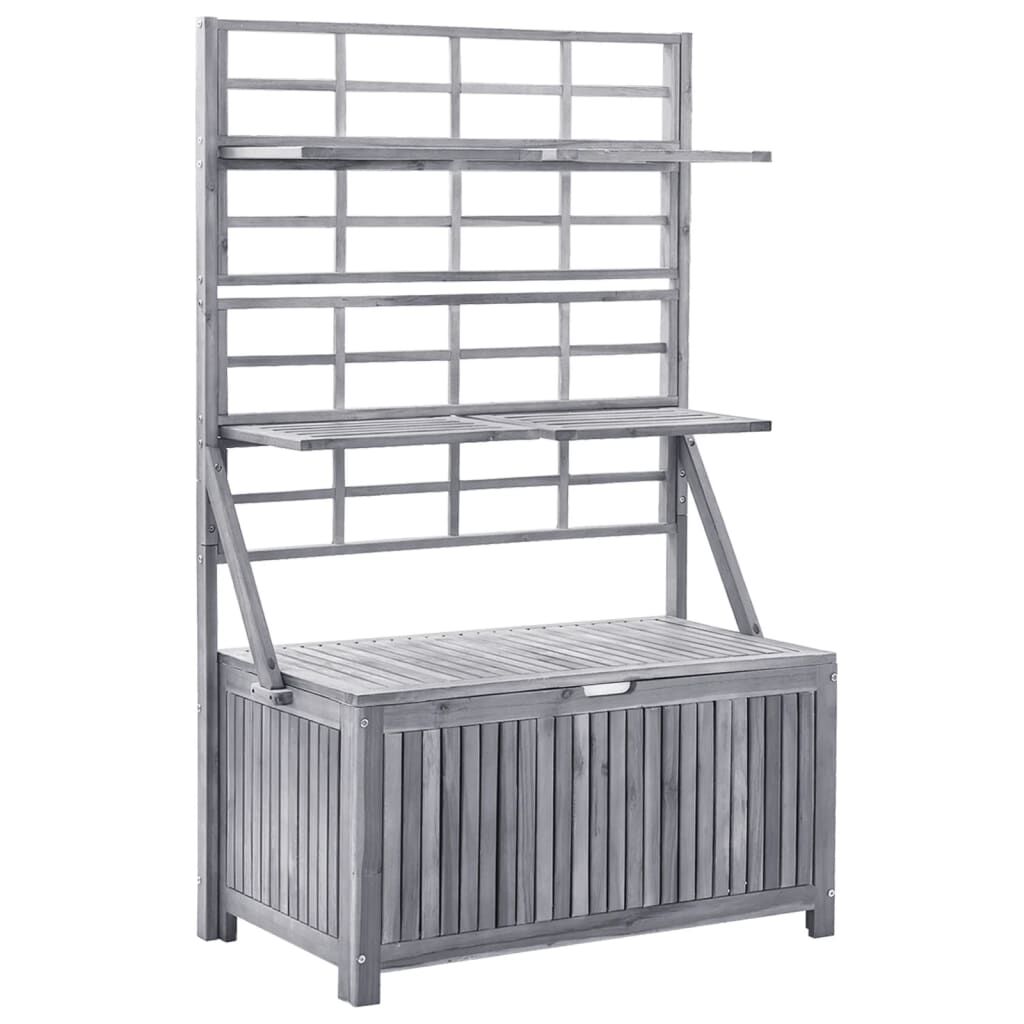 vidaXL Storage Box with Trellis Grey 99x55x160 cm Solid Acacia Wood