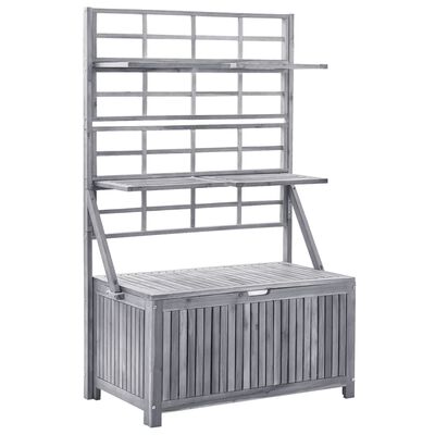 vidaXL Storage Box with Trellis Grey 99x55x160 cm Solid Acacia Wood