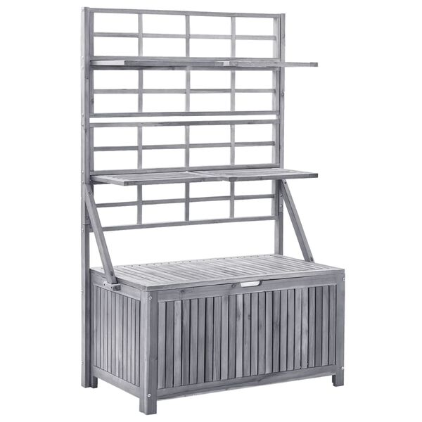 vidaXL Storage Box with Trellis Grey 99x55x160 cm Solid Acacia Wood