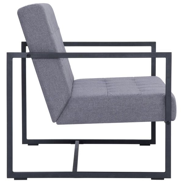 vidaXL 2-Seater Sofa with Armrests Light grey Steel and Fabric