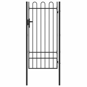 vidaXL Fence Gate Single Door with Arched Top Steel 1x2 m Black