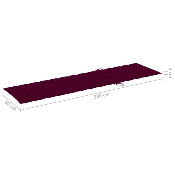 vidaXL Sun Loungers 2 pcs with Wine Red Cushion Solid Teak Wood