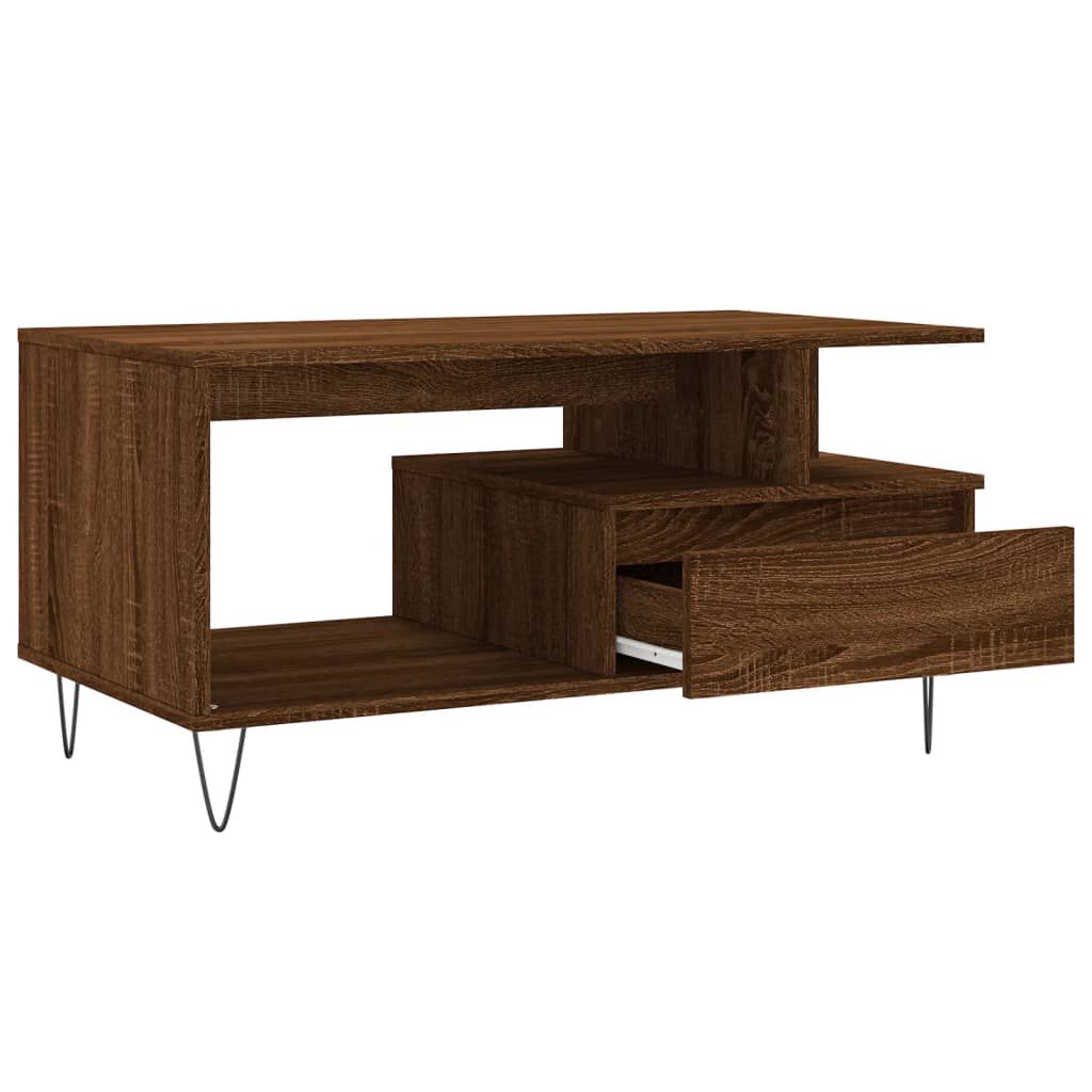 vidaXL Coffee Table Brown Oak 90x49x45 cm Engineered Wood
