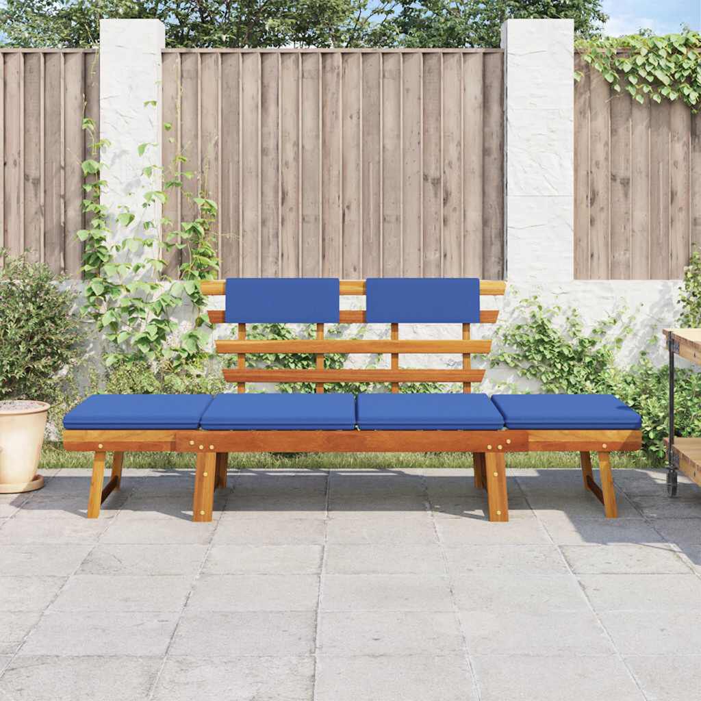vidaXL Garden Bench with Cushions 2-in-1 190 cm Solid Acacia Wood
