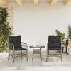 vidaXL Garden Chairs with Cushions 2 pcs Grey Poly Rattan