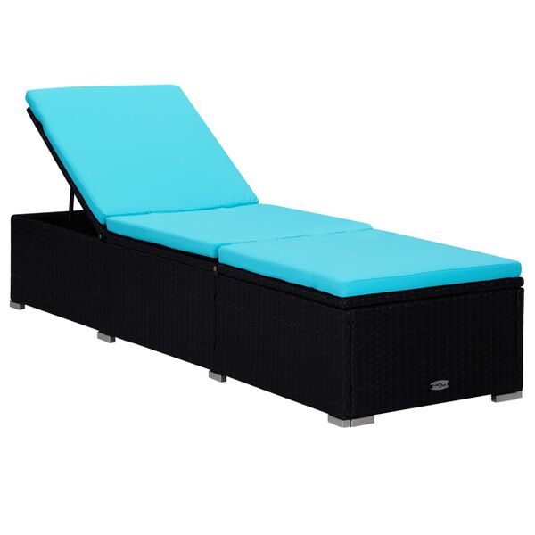 vidaXL 3 Piece Garden Sun Loungers with Tea Table Poly Rattan Black