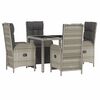 vidaXL 5 Piece Garden Dining Set with Cushions Grey Poly Rattan