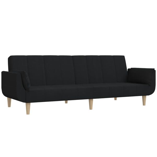 vidaXL 2-Seater Sofa Bed with Two Pillows Black Fabric