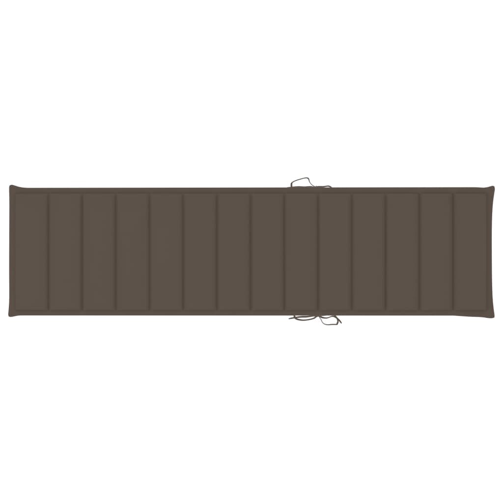 vidaXL Sun Lounger with Taupe Cushion Solid Teak Wood