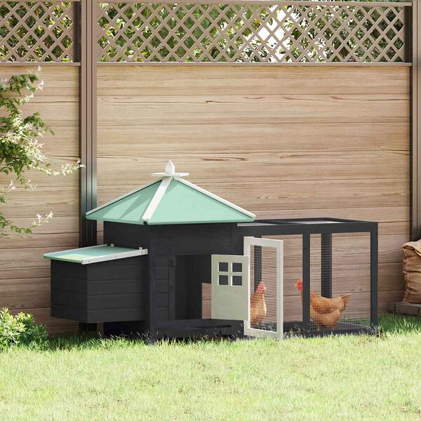 vidaXL Chicken Coop with Nest Box Grey 190x72x102 cm Solid Firwood