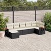vidaXL 7 Piece Garden Sofa Set with Cushions Black Poly Rattan