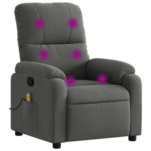 vidaXL Massage Recliner Chair Dark Grey Microfibre Fabric