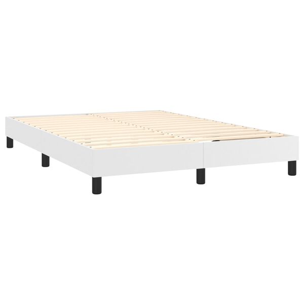 vidaXL Box Spring Bed with Mattress White 152x203 cm Queen Faux Leather