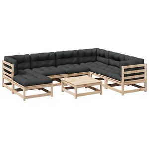 vidaXL 8 Piece Garden Sofa Set with Cushions Solid Wood Pine