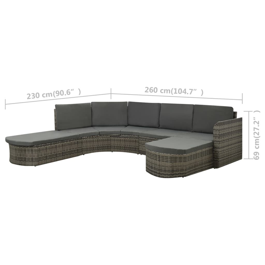 vidaXL 4 Piece Garden Lounge Set with Cushions Poly Rattan Grey