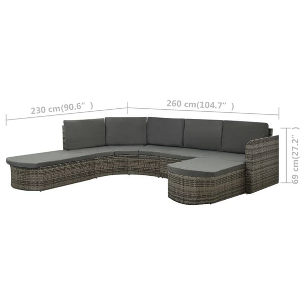 vidaXL 4 Piece Garden Lounge Set with Cushions Poly Rattan Grey