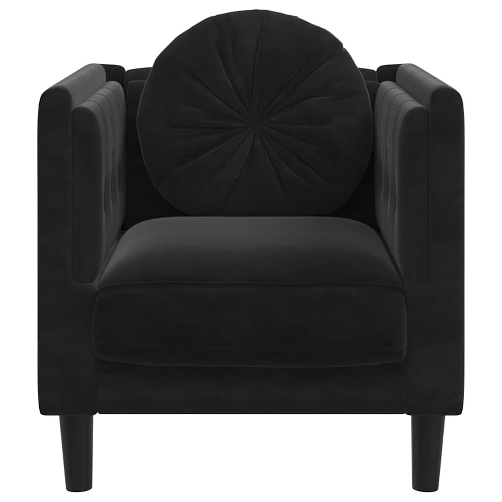 vidaXL Sofa Chair with Cushion Black Velvet