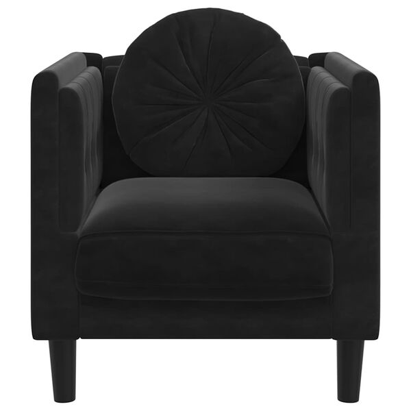 vidaXL Sofa Chair with Cushion Black Velvet