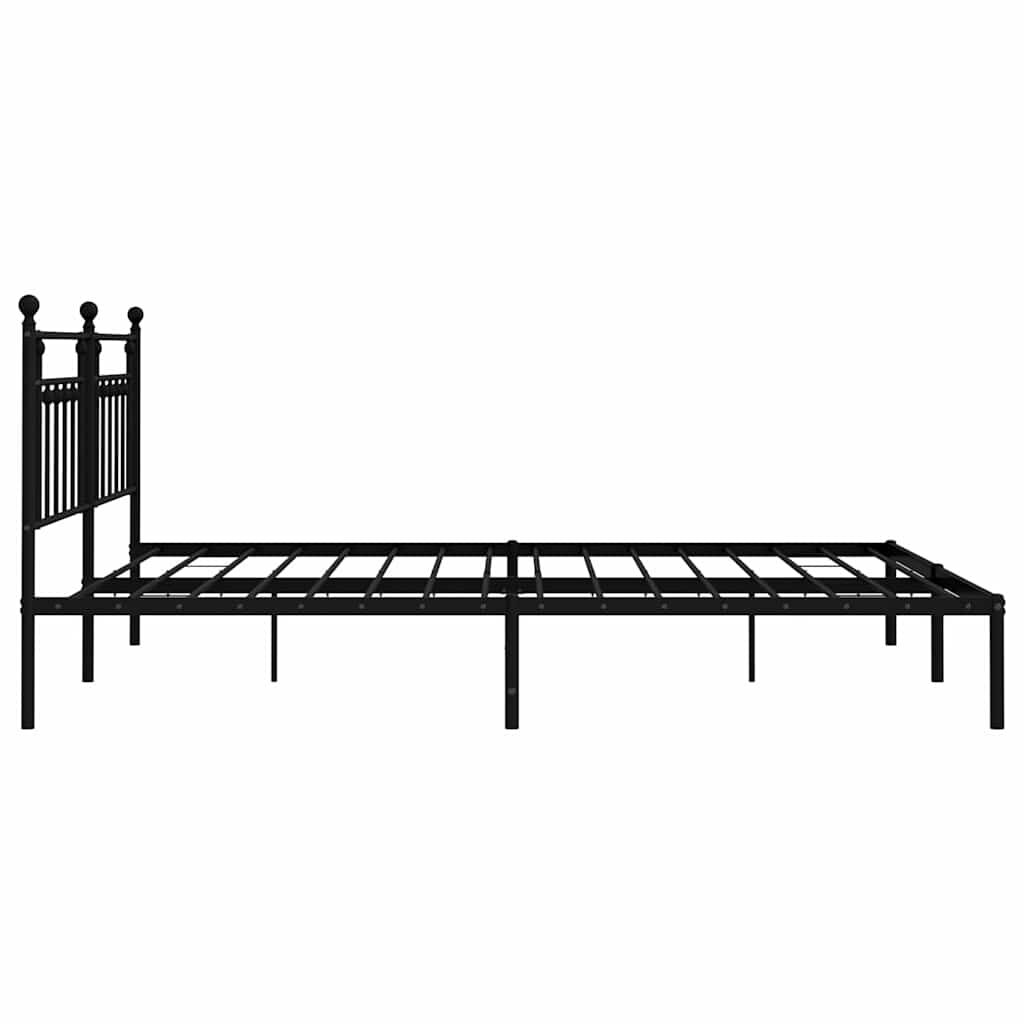 vidaXL Metal Bed Frame without Mattress with Headboard Black 193x203cm