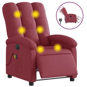 vidaXL Electric Massage Recliner Chair Wine Red Fabric