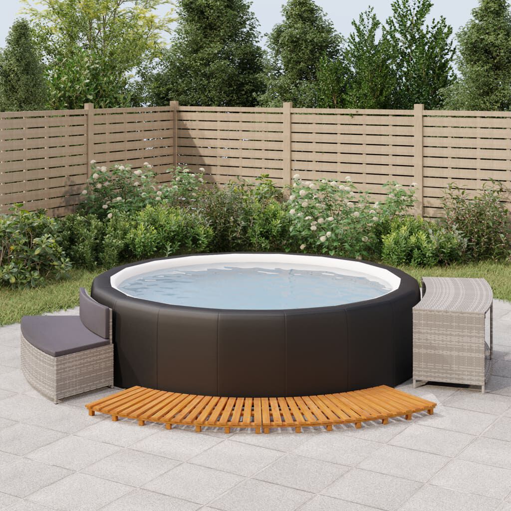 vidaXL Hot Tub Surround Grey Poly Rattan and Solid Wood Acacia