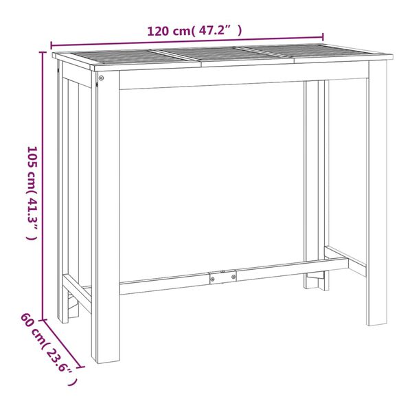 vidaXL Garden Bar Table 120x60x105 cm Solid Wood Acacia