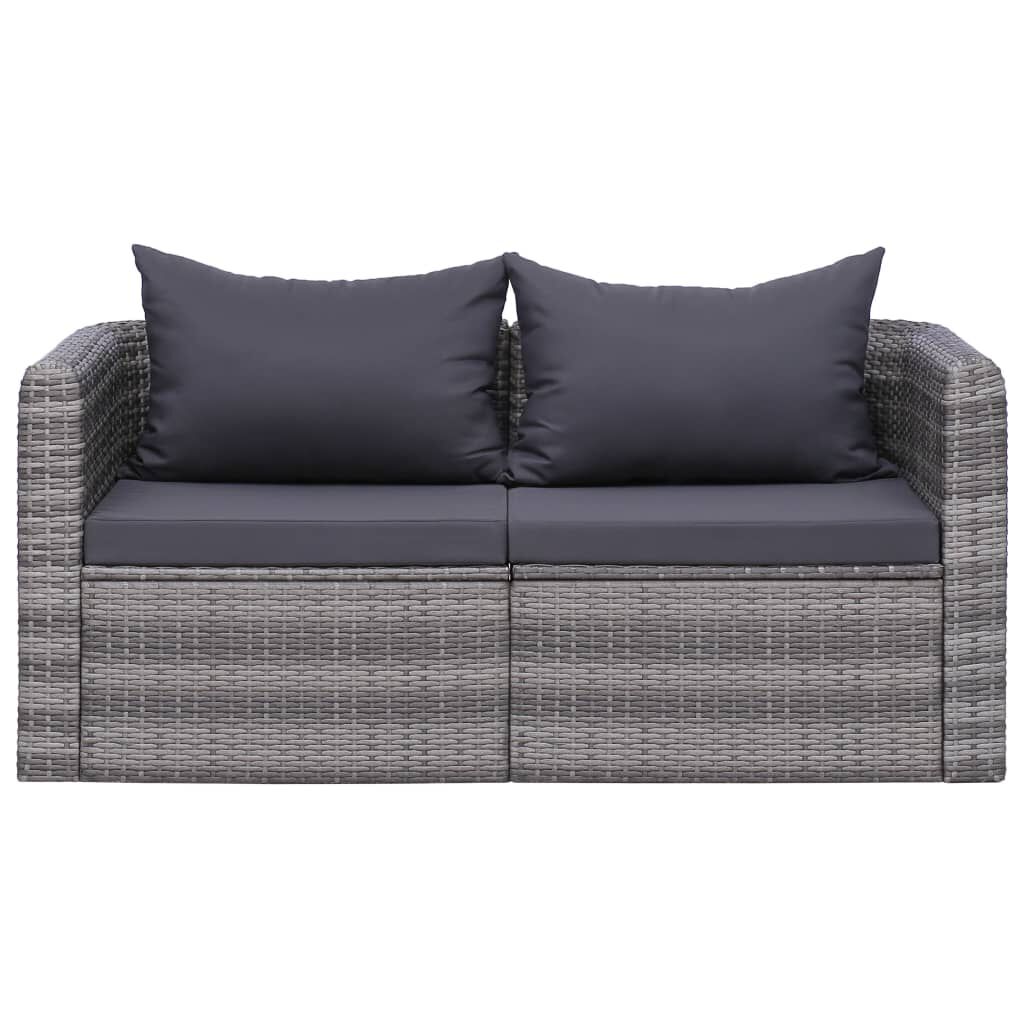 vidaXL 10 Piece Garden Lounge Set with Cushions Poly Rattan Grey