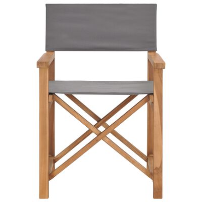 vidaXL Folding Director's Chairs 2 pcs Grey Solid Wood Teak