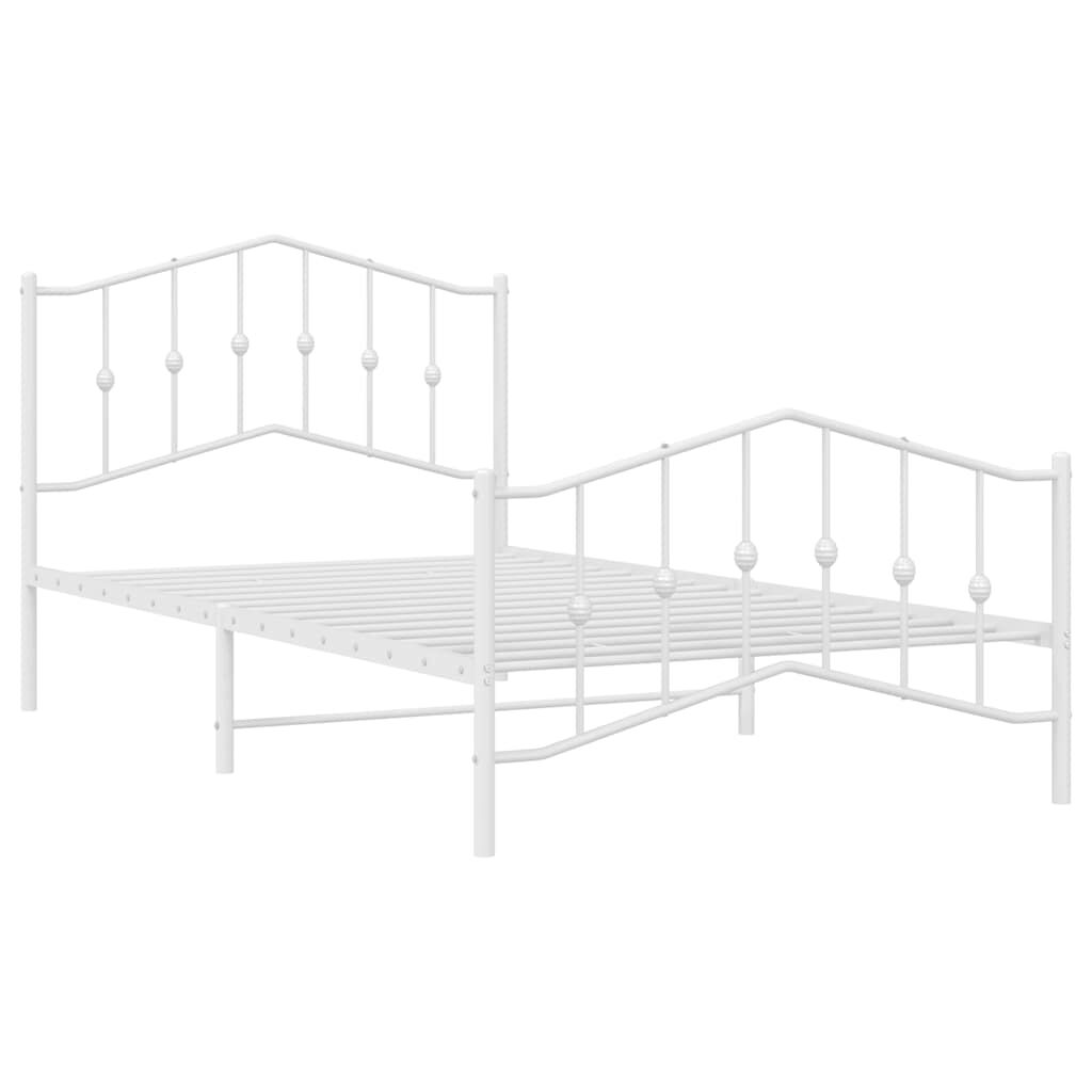 vidaXL Metal Bed Frame without Mattress with Footboard White 100x200cm