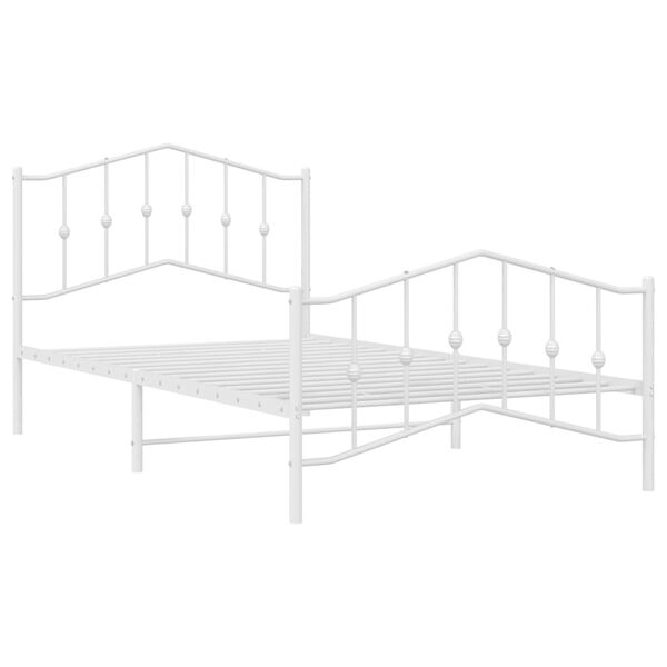 vidaXL Metal Bed Frame without Mattress with Footboard White 100x200cm