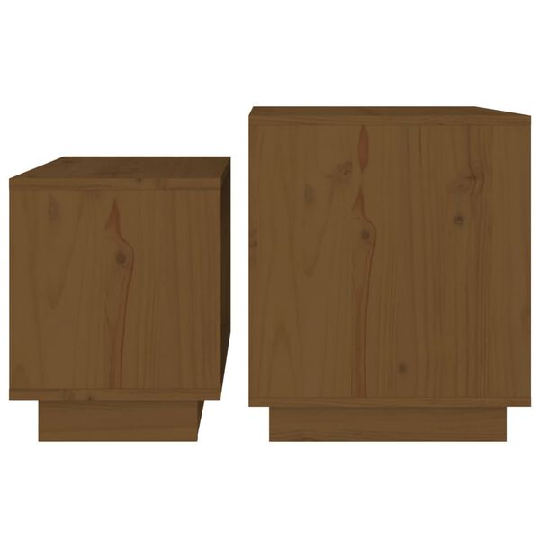 vidaXL Nesting Coffee Tables 2 pcs Honey Brown Solid Wood Pine