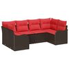 vidaXL Sofa Set with Cushion 6 pcs Brown Poly Rattan