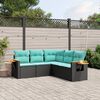 vidaXL 5 Piece Garden Sofa Set with Cushions Black Poly Rattan