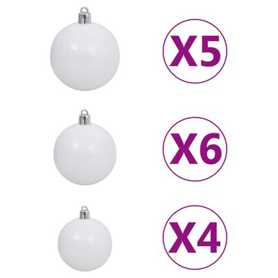 vidaXL Artificial Half Pre-lit Christmas Tree with Ball Set White 180 cm