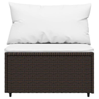 vidaXL 4 Piece Garden Lounge Set with Cushions Brown Poly Rattan