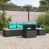 vidaXL Garden Sofa Set Height-Adjustable 6 pcs Black Poly Rattan