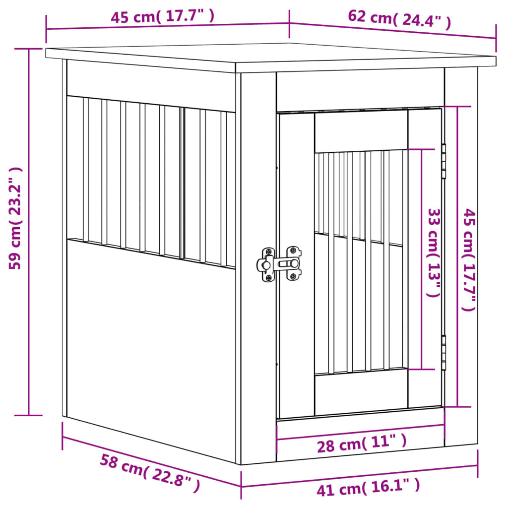 vidaXL Dog Crate Furniture Brown Oak 45x62x59 cm Engineered Wood