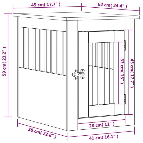 vidaXL Dog Crate Furniture Brown Oak 45x62x59 cm Engineered Wood