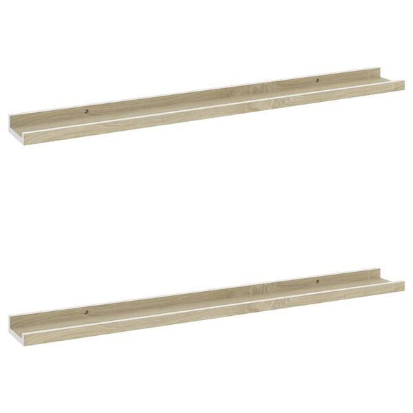 vidaXL Wall Shelves 2 pcs White and Sonoma Oak 80x9x3 cm